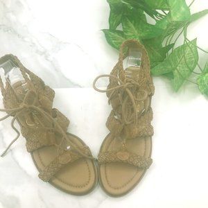 VGW-Auturo Chiang leather tan braided sandal